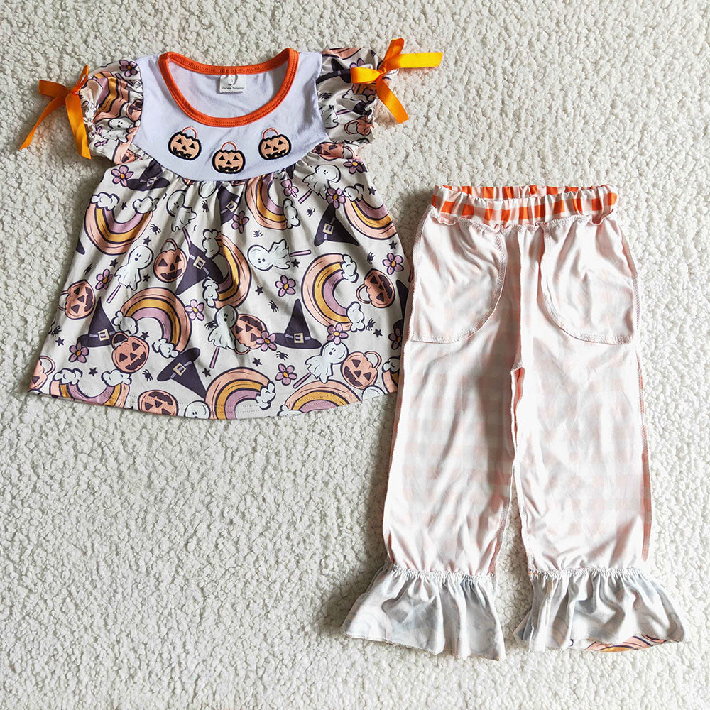 Baby Girls Pumpkin ranbow pants clothes sets