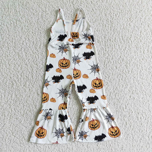 Baby girls Halloween pumpkin strap Jumpsuits rompers