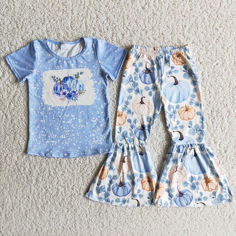 Blue pumpkin floral set