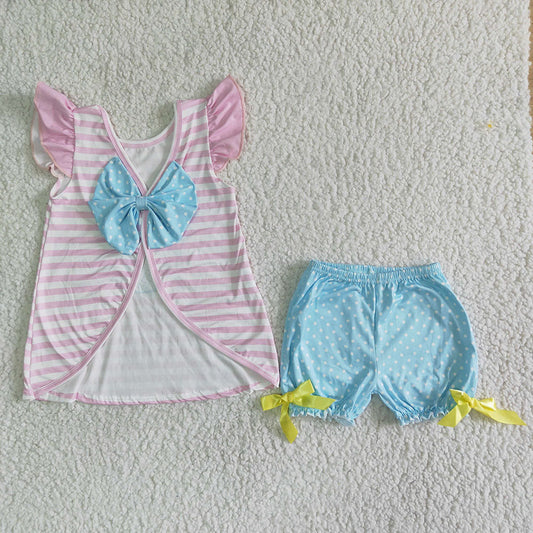 Baby girls Easter bunny rabbit bow shorts clothing sets