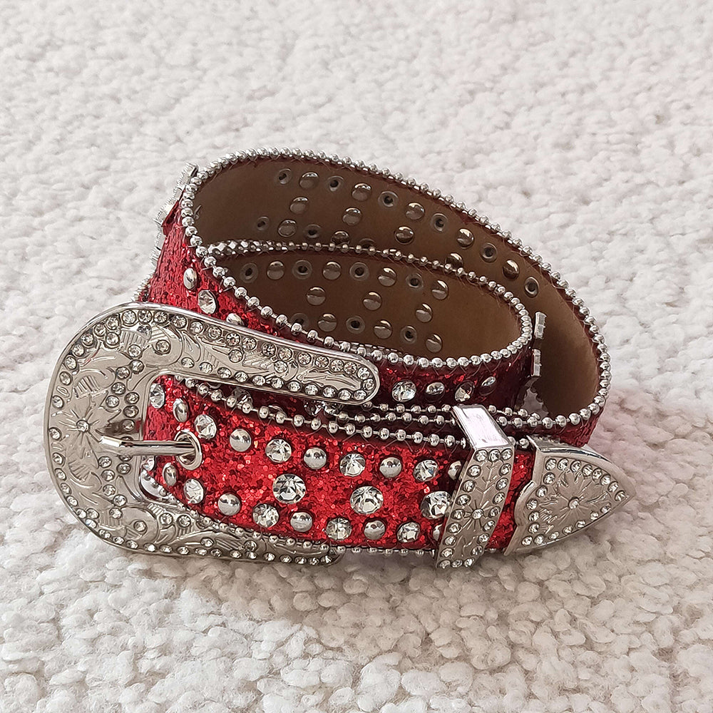 Baby Girls Red Sparkle Rhinestone Belts
