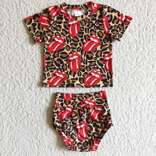Baby girls Red leopard summer bummie sets(can choose headband here)