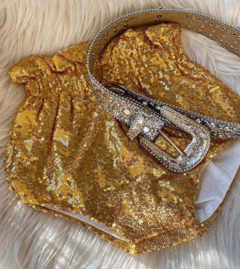Sequin golden baby bummie