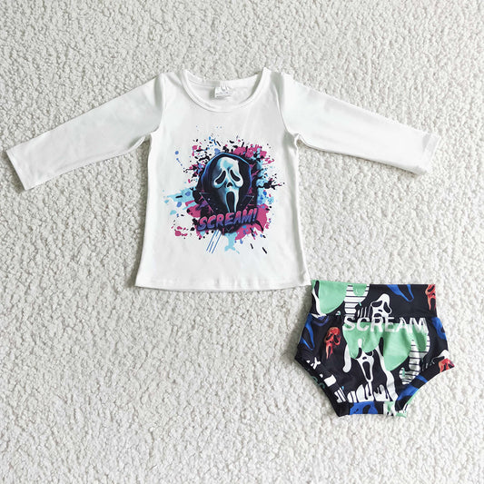 Baby girls halloween scream bummie sets(can choose headband here)