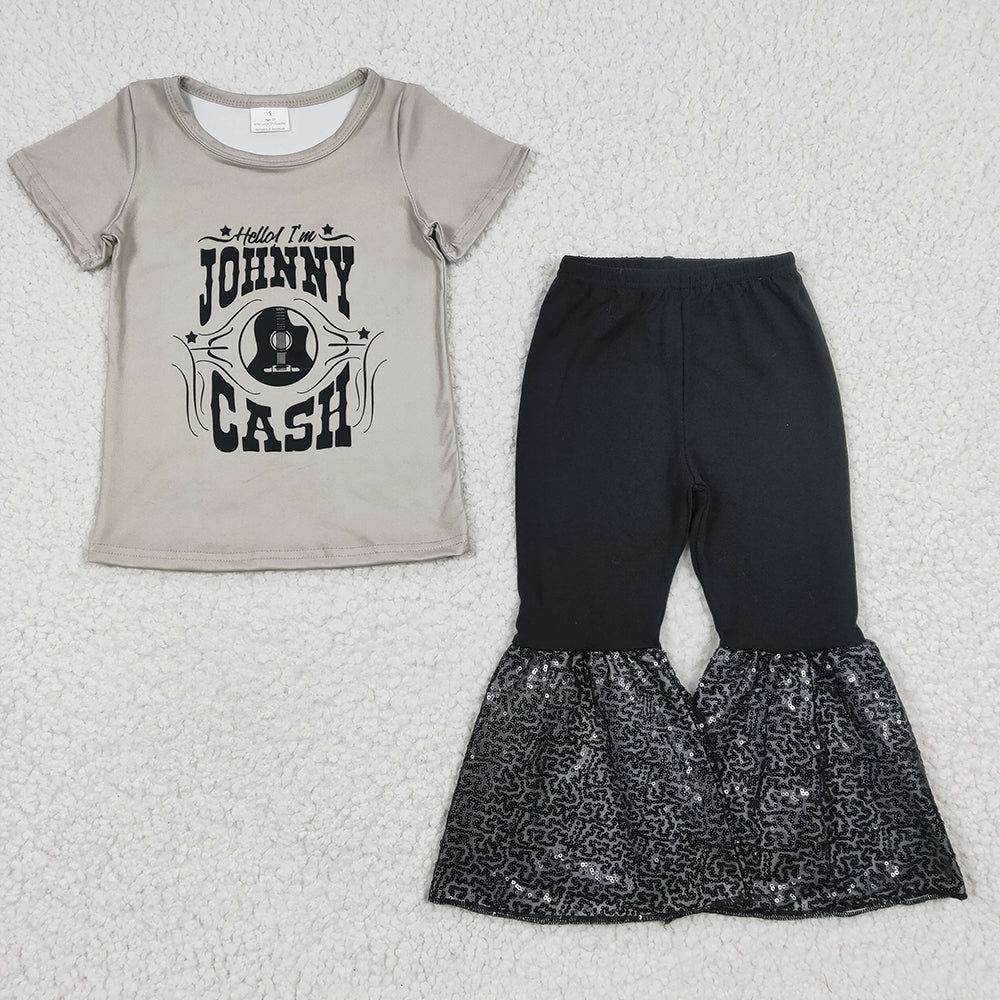 black gita baby girls sequin pants clothes set