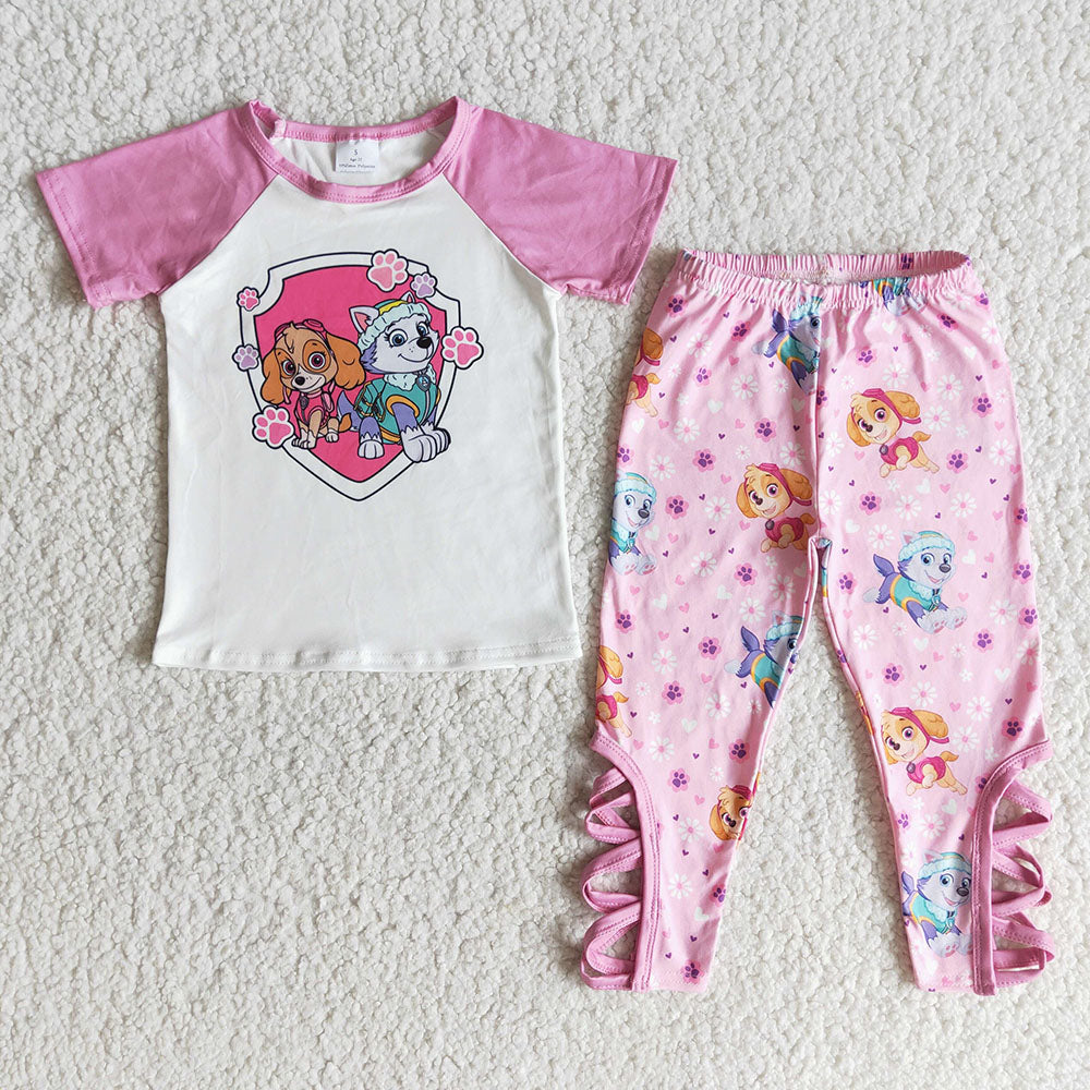 Girls Dog pink legging sets