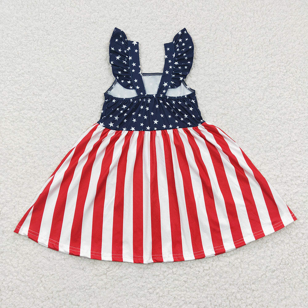 Baby Girls 4th of July Star Stripe Knee Length Dresses
