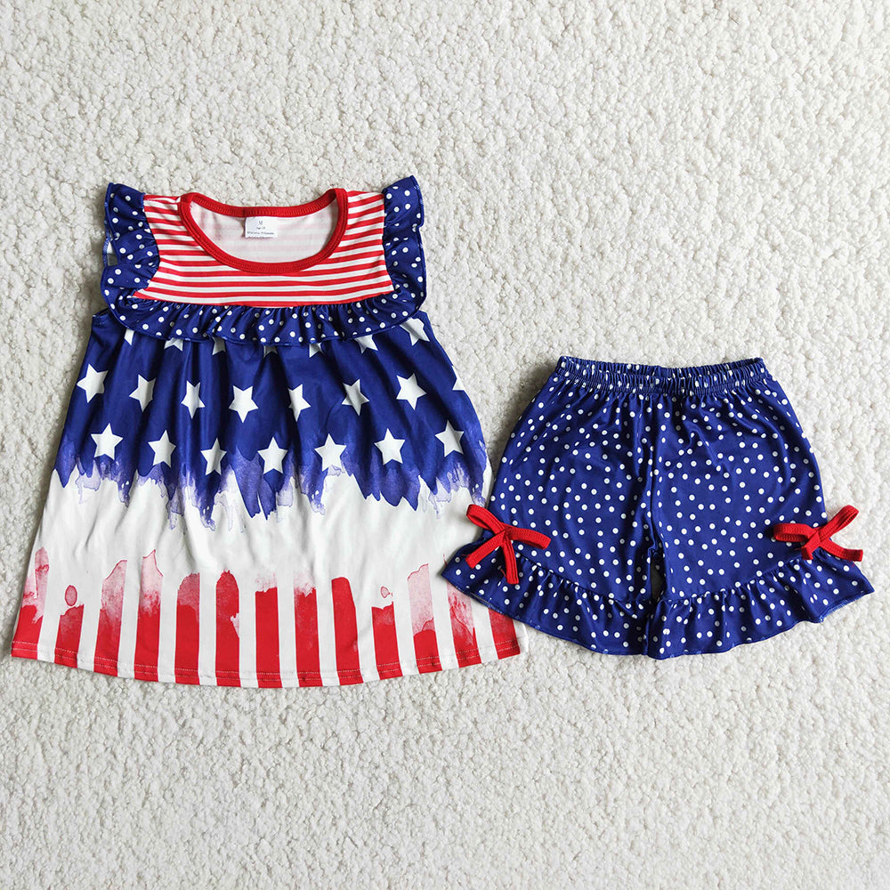 4th of July star shorts sets