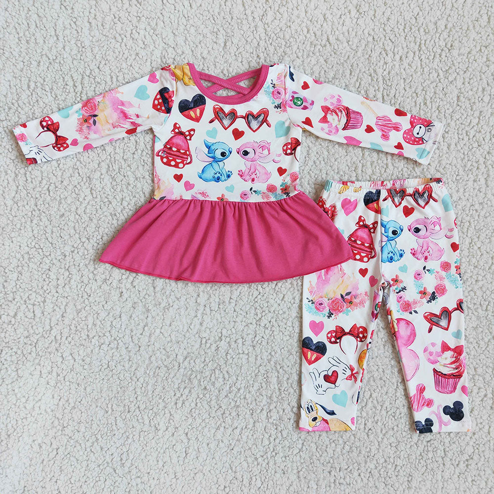 Valentines Baby Cartoon hotpink legging sets