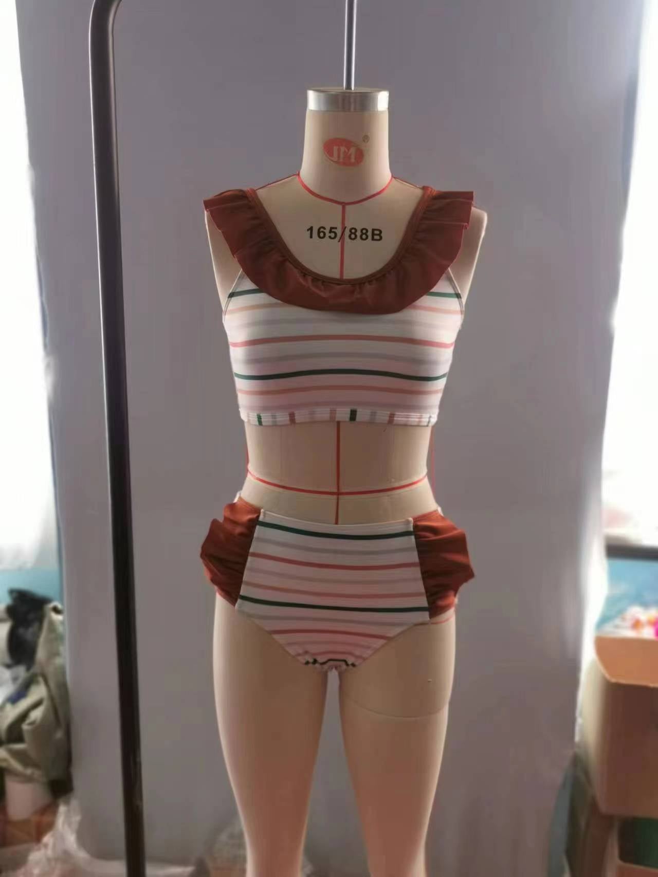 Baby Girls Stripe Ruffle Two Pieces Swimsuits