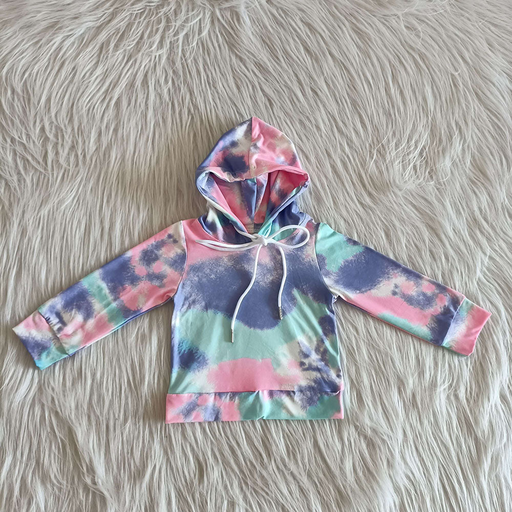 Baby Kids Tie Dye Hooded Long Sleeve Top Shirts