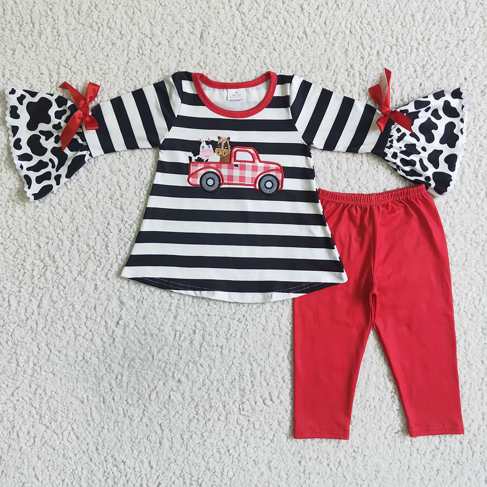 Baby girls farm tractor animal legging tunic sets