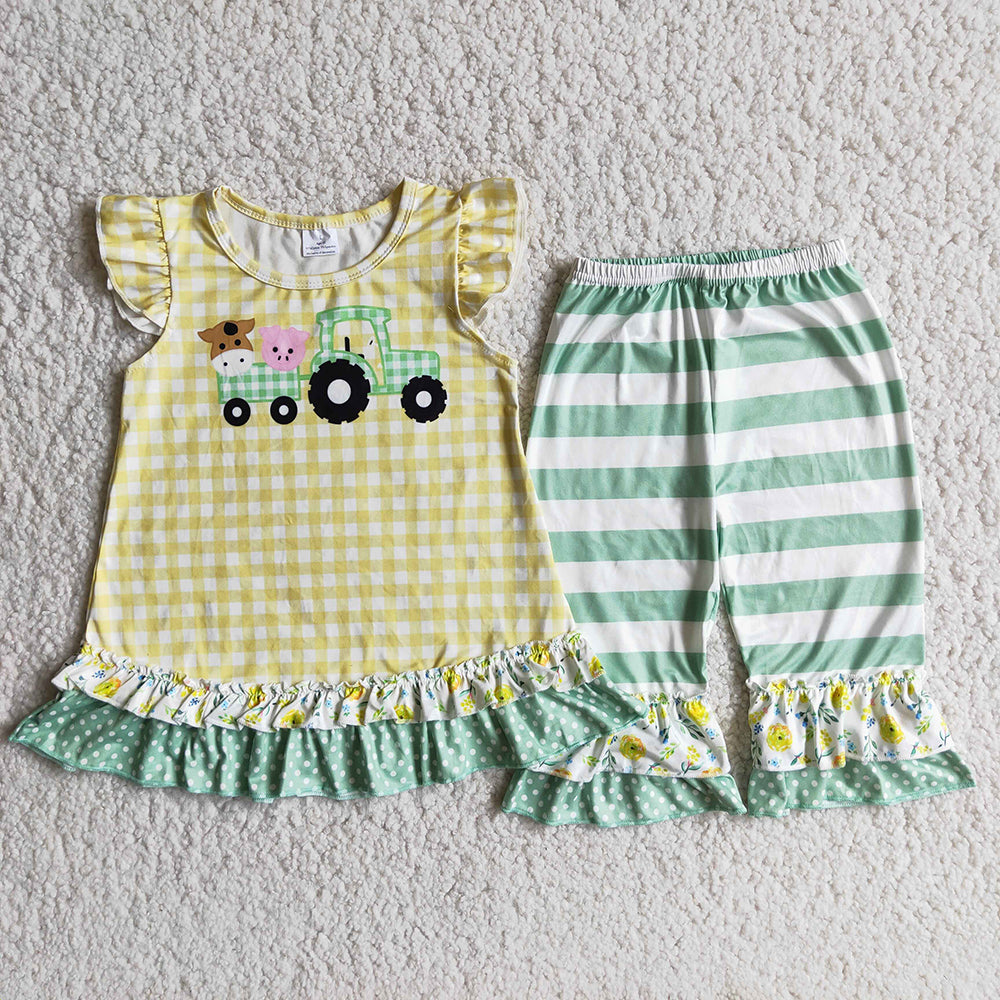 Farm yellow tunic ruffle pants sets