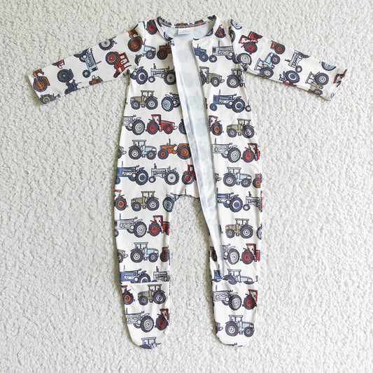 Baby kids fall zip tractor rompers