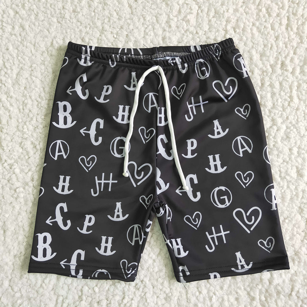 Baby boys black western print summer swimsuits