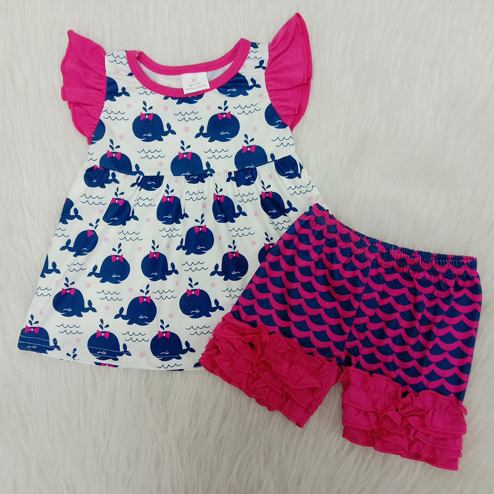 O-Neck high quality fish shorts set