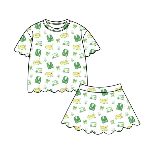 Preorder (moq 5)Baby Girls Golf Top Scallop Shorts Skorts Team Cheer Clothes Sets