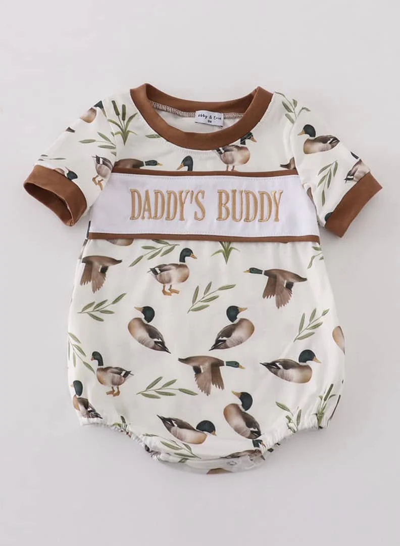 Preorder(moq 5)Baby Infant Boys Daddy's Buddy Ducks Print Rompers