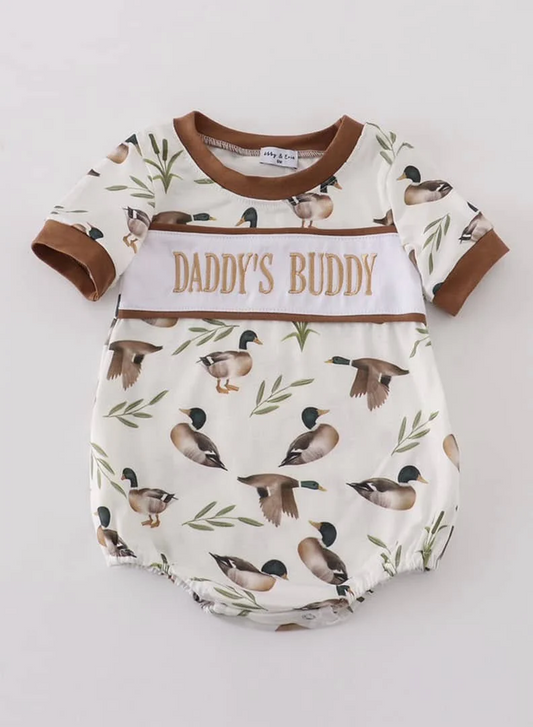 Preorder(moq 5)Baby Infant Boys Daddy's Buddy Ducks Print Rompers