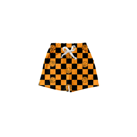 Preorder (moq 5)Baby Boys Black Checkered Basketball Summer Pockets Shorts