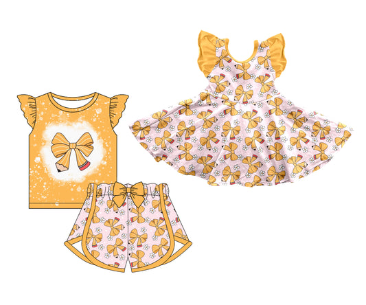 Preorder(moq 5 each)Sibling Baby Girls Back To School Pencil Bow Dress Clothes Sets