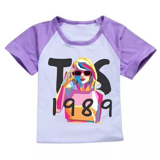 Baby Girls Lavender Singer 1989 Short Sleeve Raglan Tee Shirts Tops Preorder(moq 5)