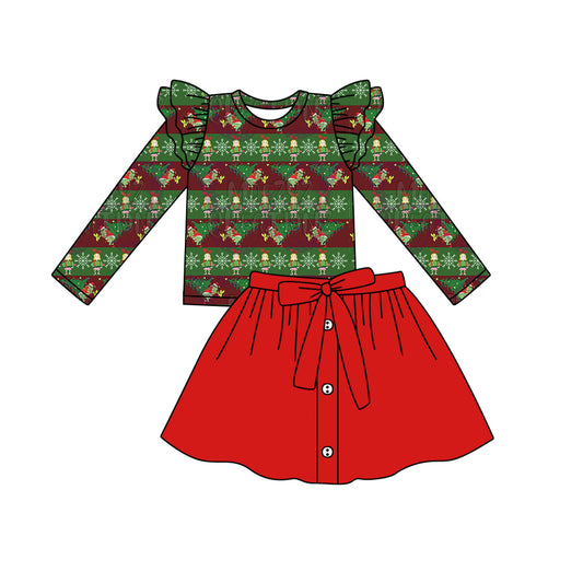 Baby Girls Christmas Tree Top Red Skirt Clothes Sets Preorder(moq 5)