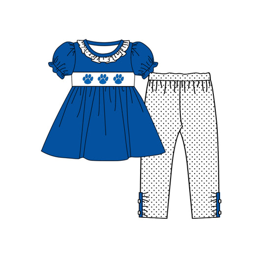 Baby Girls UK Blue Short Sleeve Tunic Top Legging Clothes Sets Preorder(moq 5)