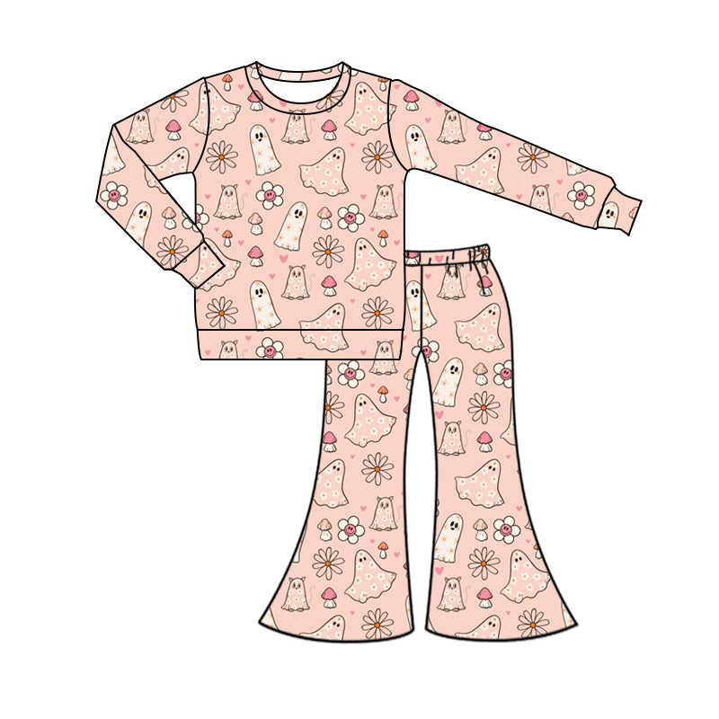 Baby Girls Halloween Ghost Fowers Top Bell Pants Clothes Sets preorder(MOQ 5)