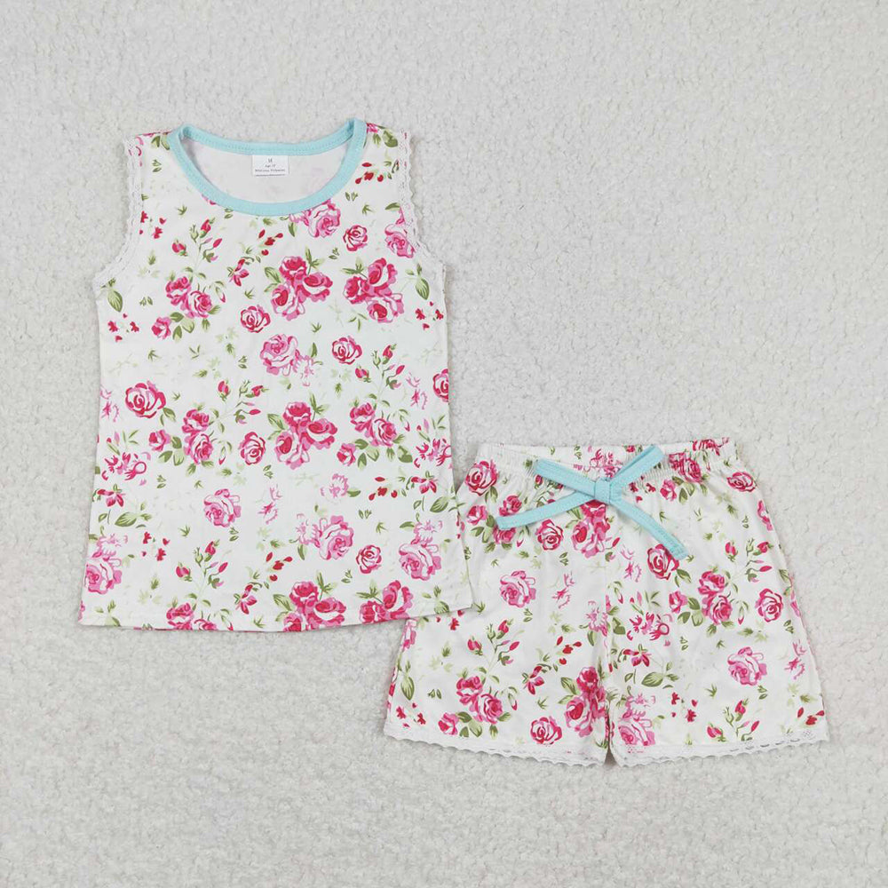 Baby Girls Flowers Shirt Top Shorts Sibling Sister Pajamas Clothes Sets