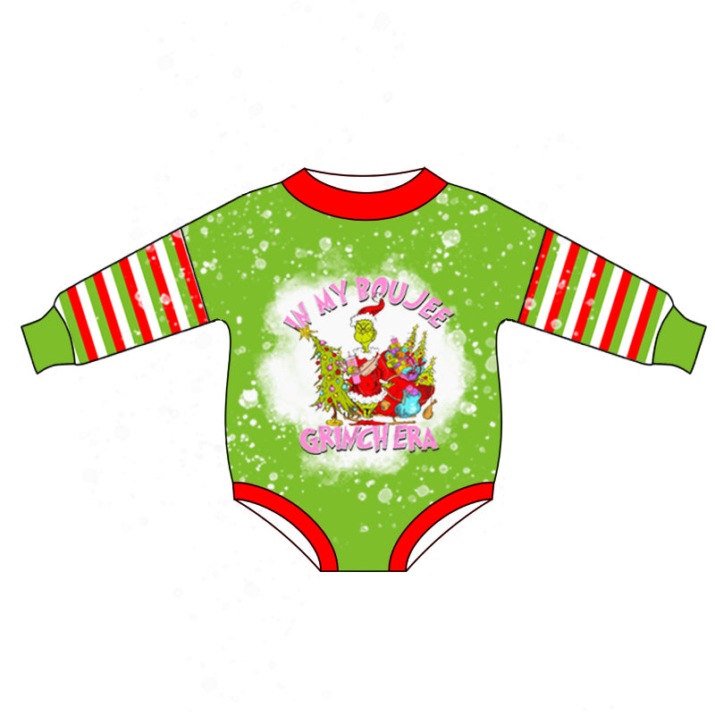 Baby Girls Christmas Tree Green Face Long Sleeve Rompers preorder(moq 5)