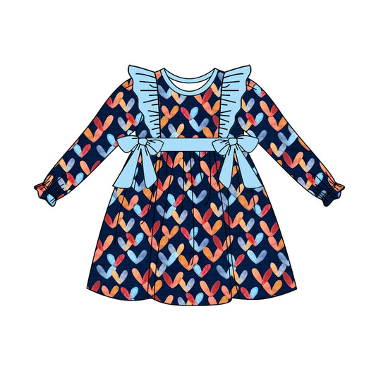 Baby Girls Hearts Bows Knee Length Dresses Preorder(moq 5)