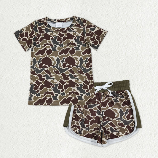 Baby Girls Southern Dark Khaki Camo Shirt Top Shorts Clothes Sets