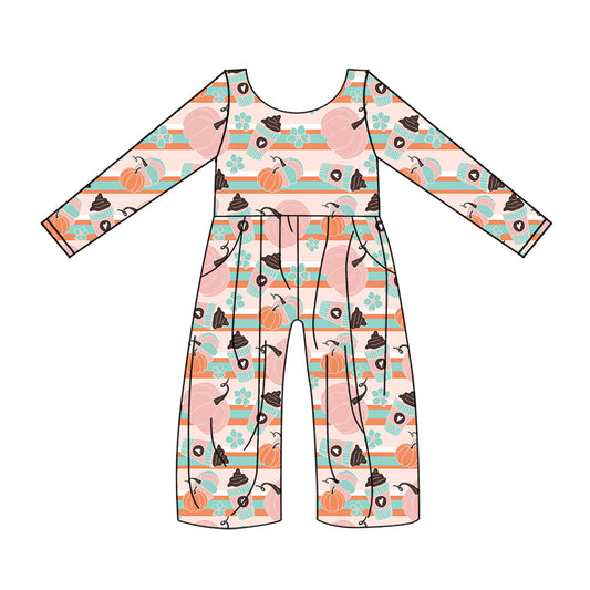 Baby Girls Pumpkin Coffee Pockets Pants Jumpsuits Preorder(moq 5)