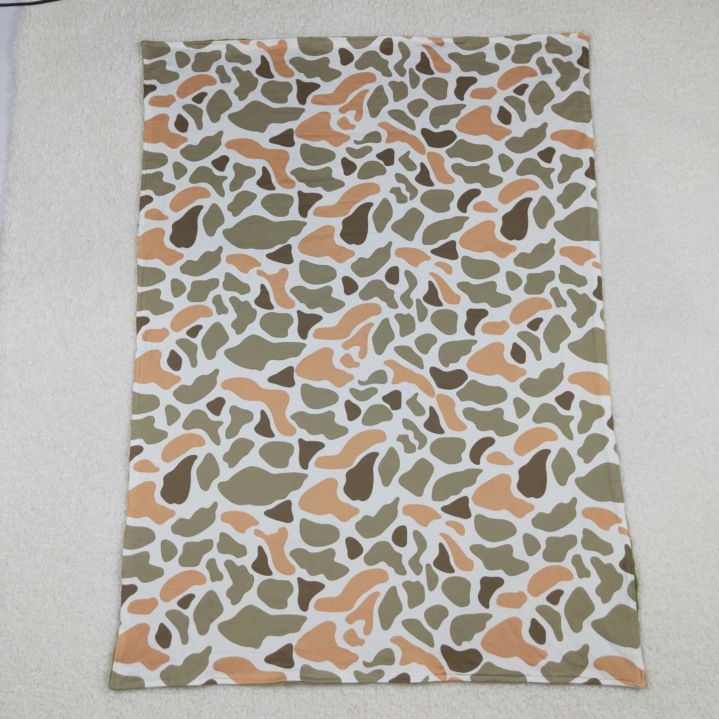 Baby Kids Green Orange Camo Print Blankets