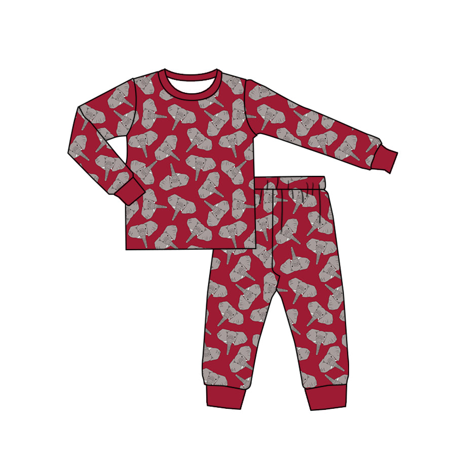 Baby Boys Elephant Long Sleeve Top Pants Pajamas Clothes Sets Preorder(moq 5)