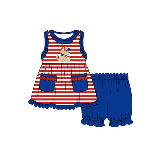 Baby Girls Dog Baseball Pockets Tunic Top Shorts Clothes Sets preorder(moq 5)