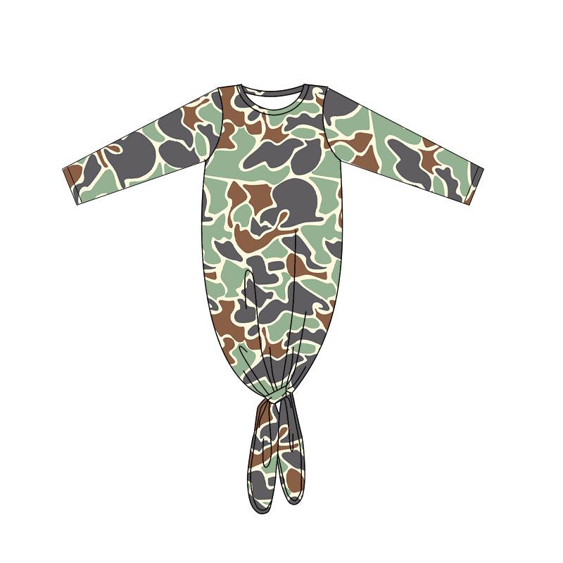 Baby Girls Green Camo Long Sleeve Gowns preorder(moq 5)