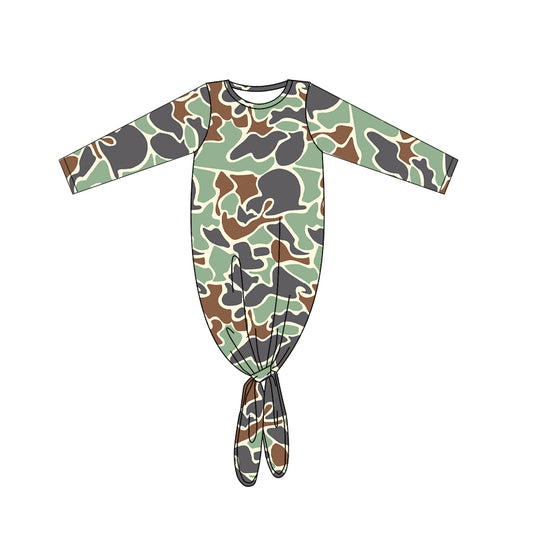 Baby Girls Green Camo Long Sleeve Gowns preorder(moq 5)