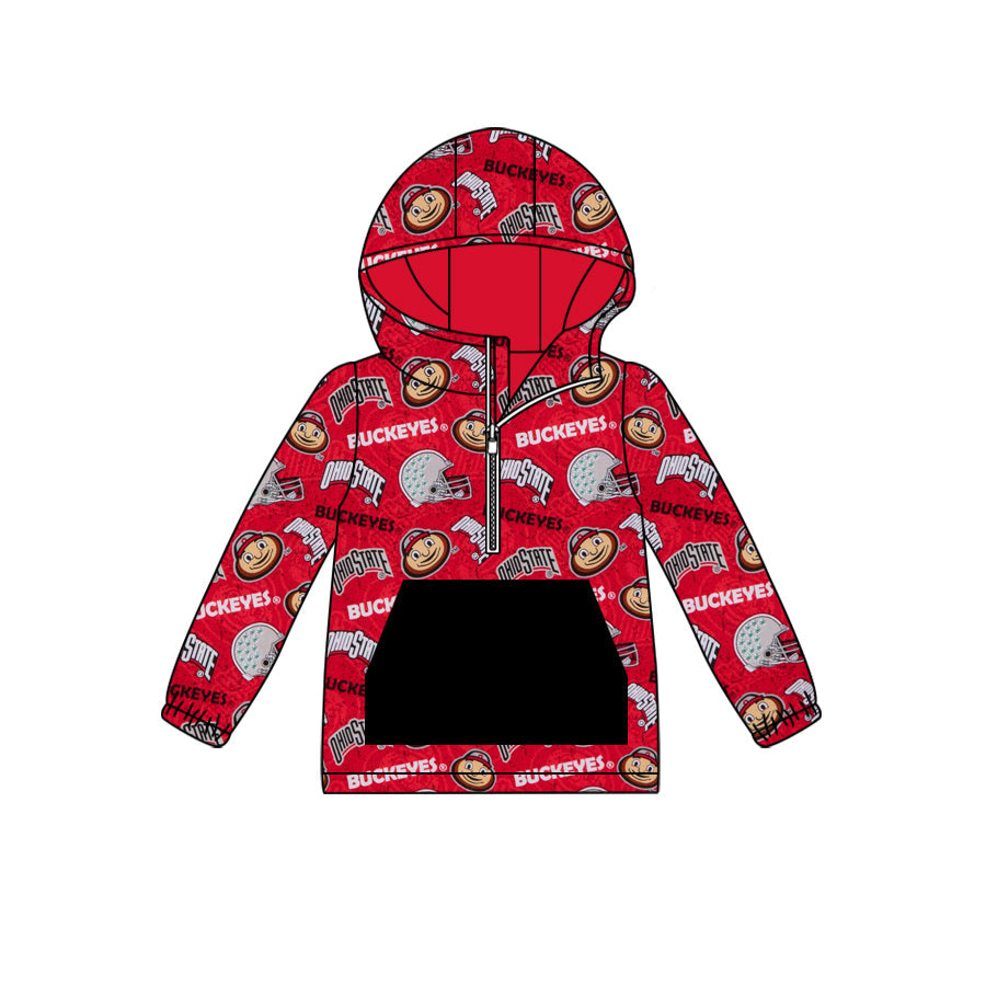 Preorder (moq 5)Baby Girls Boys Ohiostate Football Team Hooded Cardigan Tops