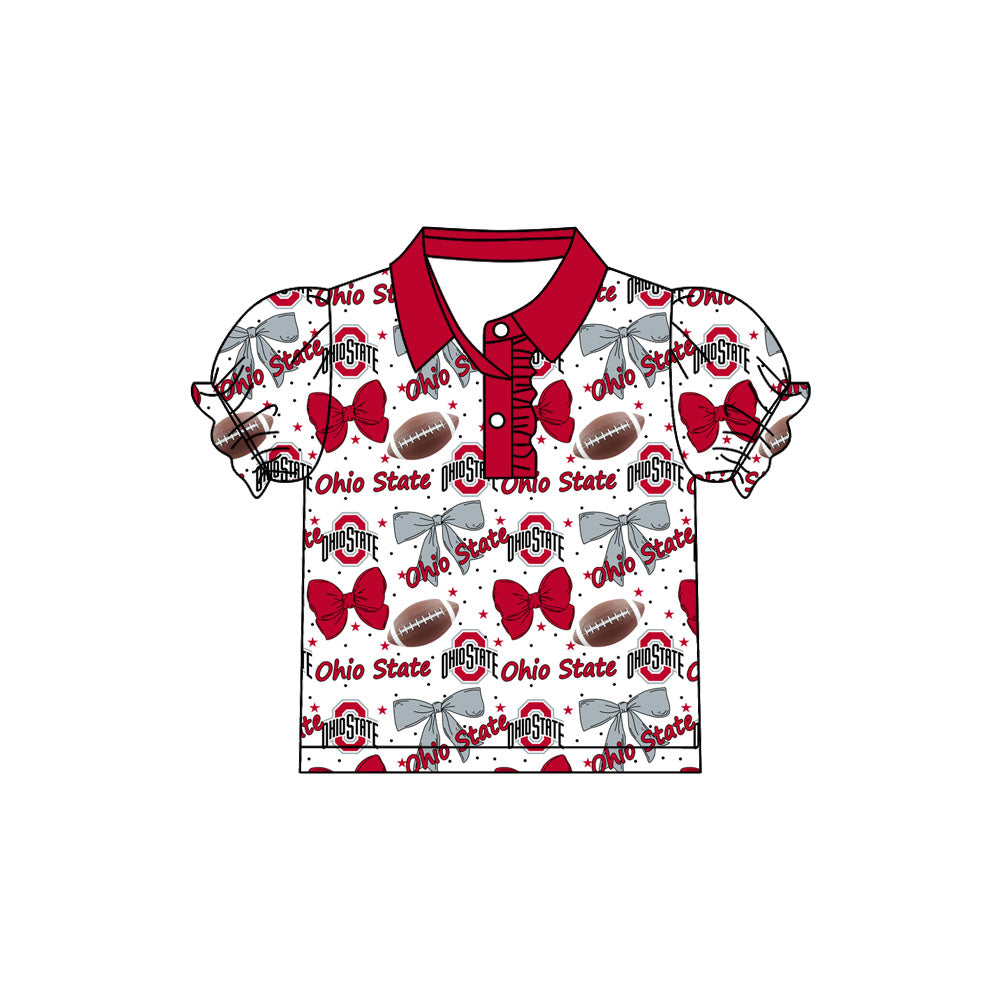 Preorder(moq 5)Baby Girls Ohiostate Team Short Sleeve Tee Pullovers Polo Shirts Tops
