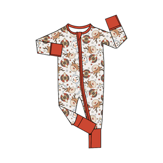 Baby Infant Boys Christmas Deers Long Sleeve Zip Rompers preorder(moq 5)