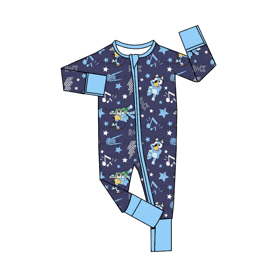 Baby Boys Dog Music Long Sleeve Zip Rompers Preorder(moq 5)