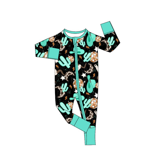 Baby Infant Girls Western Cactus Disco Zip Rompers preorder(moq 5)