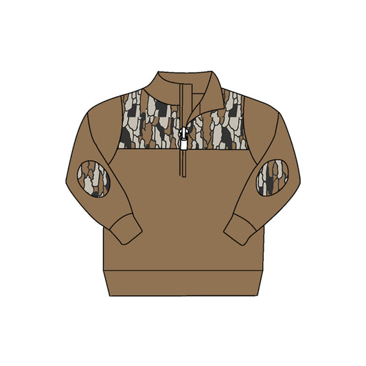 Baby Boys Fall Brown Camo Zip Pullovers Tops Preorder(moq 5)