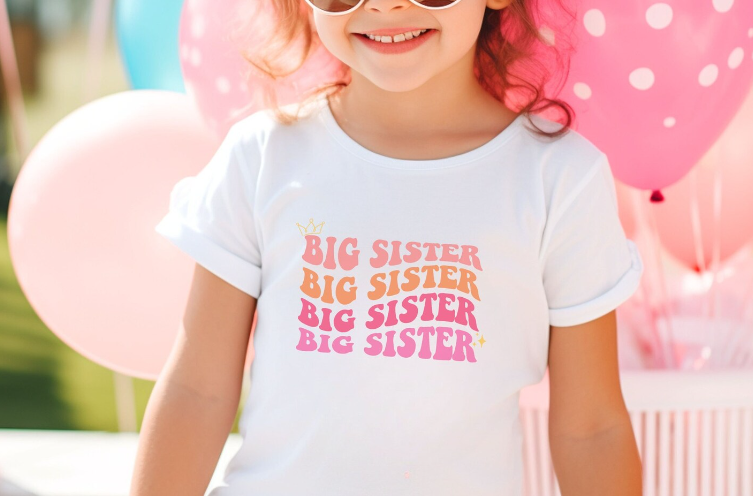 Baby Girls Short Sleeve Big Sister Summer Tee Shirts Preorder(moq 5)