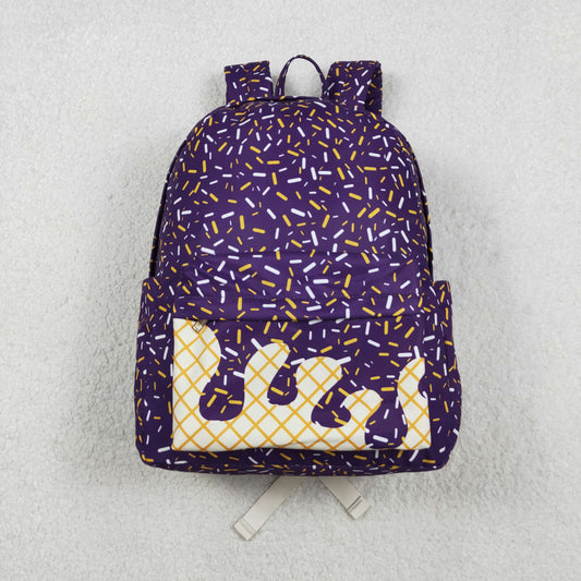 Baby Kids Purple Sprinkles Team Zipper School Back Bags