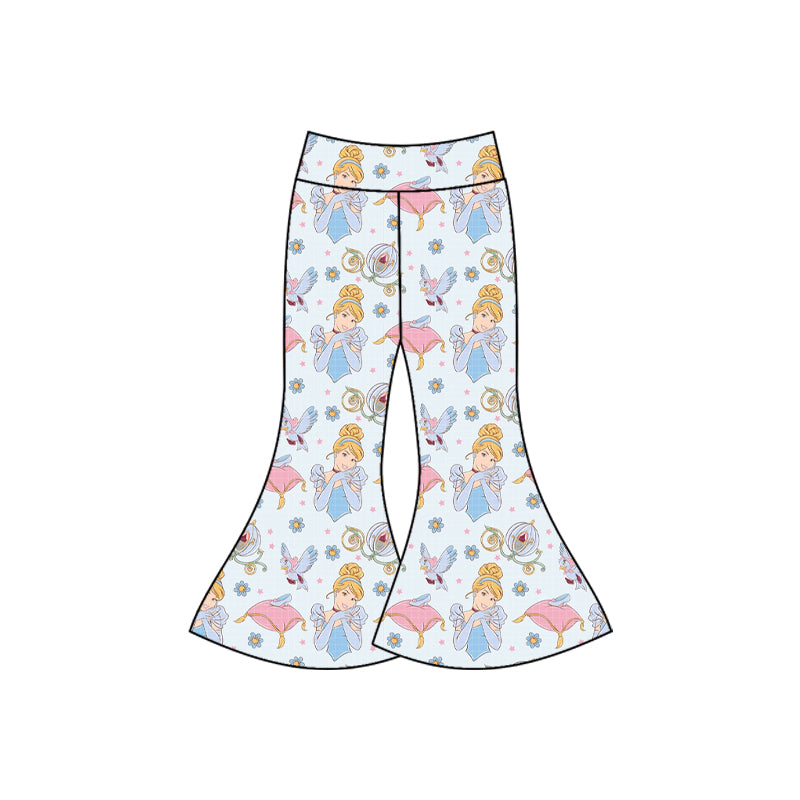 Preorder(moq 5) Baby Girls Cartoon Princesses Bell Bottom Pants Bottom