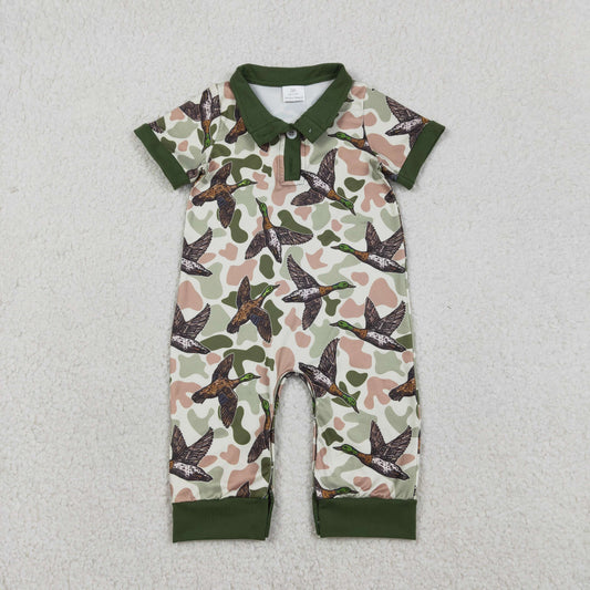 Baby Boys Southern Hunting Ducks Camo Button Rompers