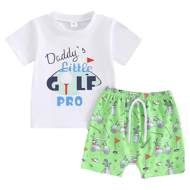 Baby Boys Daddy's Golf Bro Shirt Shorts Clothes Sets Preorder(moq 5)